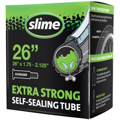 Picture of Slime 30045 Bike Inner Tube with Slime Puncture Sealant, Extra Strong, Self Sealing, Prevent and Repair, Schrader Valve, 26" x 1.75-2.125"