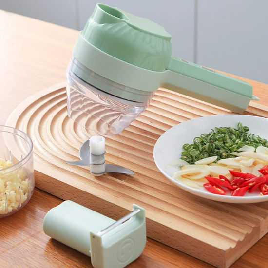 Picture of Chopper ^ fullstar 4 in 1 Portable Electric Vegetable Cutter Set, Multifunction Cordless Electric Food Small Slicer, Onion Dicer, Cucumber Vegetable Cutter.