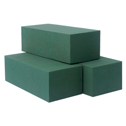 Picture of FLOFARE Pack of 3 Floral Foam Blocks for Fresh and Artificial Flowers, Each (7.8” L x 3.5” W x 2.4” H), Dry and Wet Floral Foam Blocks for Wedding, Birthdays, Home, Office, and Garden Decorations