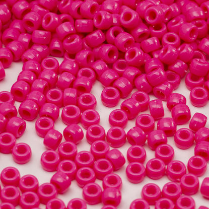 Picture of 1000 Pcs Acrylic Rose Red Pony Beads 6x9mm Bulk for Arts Craft Bracelet Necklace Jewelry Making Earring Hair Braiding (RED)