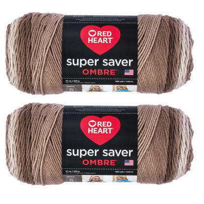 Picture of Red Heart Super Saver Jumbo Cocoa Ombre Yarn - 2 Pack of 283g/10oz - Acrylic - 4 Medium (Worsted) - 482 Yards - Knitting/Crochet