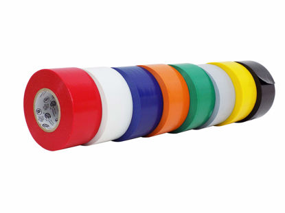 Picture of WOD ETC766 Professional Grade General Purpose Rainbow Electrical Tape UL/CSA listed core. Vinyl Rubber Adhesive Electrical Tape: 1.5 inch X 66 ft - Use At No More Than 600V & 176F (Pack of 8)