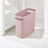 Picture of mDesign Plastic Small Trash Can, 1.5 Gallon/5.7-Liter Wastebasket, Narrow Garbage Bin with Handles for Bathroom, Laundry, Home Office - Holds Waste, Recycling, 10" High - Aura Collection, Rosette Pink