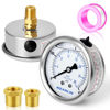 Picture of MEANLIN MEASURE 0~400Psi Stainless Steel 1/4" NPT 2.5" FACE DIAL Liquid Filled Pressure Gauge WOG Water Oil Gas Center Back Mount
