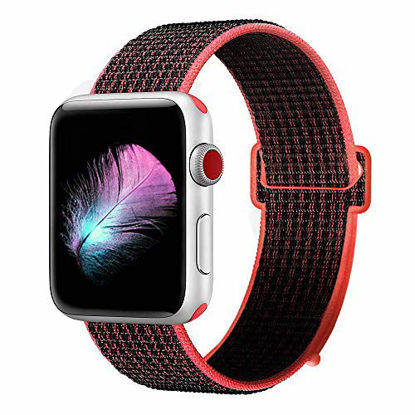 Picture of HILIMNY Compatible for Apple Watch Band 38mm, New Nylon Sport Loop, with Hook and Loop Fastener, Adjustable Closure Wrist Strap, Replacment Band Compatible for iwatch, 38mm, Red Black
