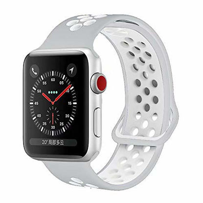 Picture of YC YANCH Greatou Compatible for Apple Watch Band,Soft Silicone Sport Band Replacement Wrist Strap Compatible for iWatch Apple Watch Series 3/2/1,Nike+,Sport,Edition,42mm M/L,Pure Platinum White