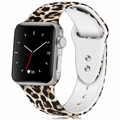 Picture of KOLEK Floral Band Compatible for Apple Watch 44mm 42mm, Soft Silicone Sport Bands Compatible for iWatche Series 1/2/3/4, S/M