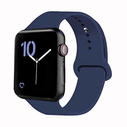 Picture of VATI Sport Band Compatible for Apple Watch Band 38mm 40mm, Soft Silicone Sport Strap Replacement Bands Compatible with 2019 Apple Watch Series 5, iWatch 4/3/2/1, 38MM 40MM M/L (Midnight Blue)