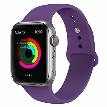 Picture of AdMaster Compatible for Silicone Apple Watch Band and Replacement for Sport iwatch Accessories Bands Series 4 3 2 1 Night Purple 38mm/40mm M/L