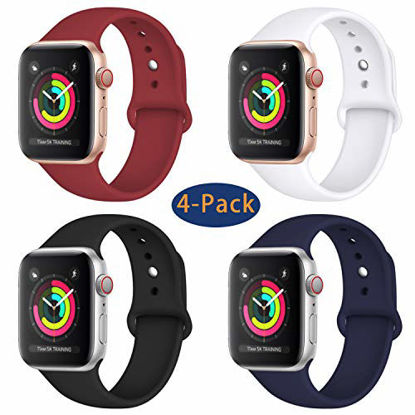 Picture of Laffav Compatible with Apple Watch Band 38mm 40mm, Medium/Large, for Women Men, 4-Pack, Silicone Sport Replacement Band Compatible with iWatch Series 3, Series 4, Series 2, Series 1