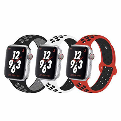 Picture of YC YANCH Greatou Compatible for Apple Watch Band,Soft Silicone Sport Band Replacement Wrist Strap Compatible for iWatch Apple Watch Series 5/4/3/2/1,Nike+,Sport,Edition,38mm 40mm M/L