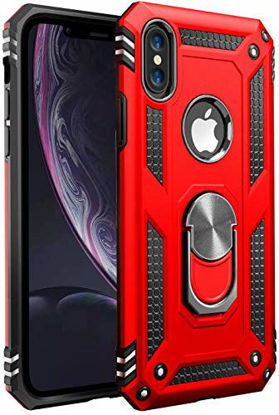 Picture of iPhone X Case | iPhone Xs Case [ Military Grade ] 15ft. Drop Tested Protective Case | Kickstand | Wireless Charging | Compatible with Apple iPhone X Case | iPhone Xs Case- Red