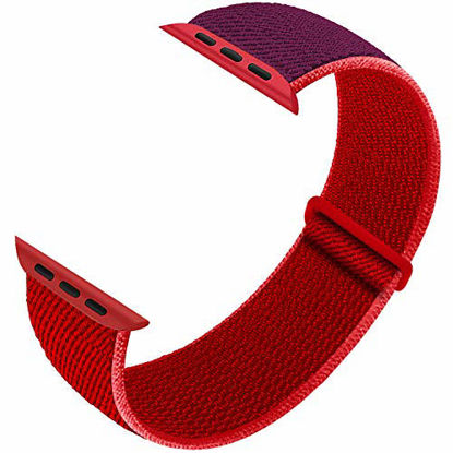 Picture of Ruiboo Sport Loop Compatible with Apple Watch Band 38mm 40mm 42mm 44mm iWatch Series 6 5 SE 4 3 2 1 Strap, Women Men Sport Weave Replacement Wristband Adjustable Breathable, 38mm 40mm Red Purple