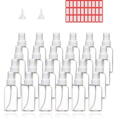 Picture of Spray Bottles, 24 Pack 50ml 2oz Clear Empty Fine Mist Plastic Mini Travel Bottle Set, Small Refillable Liquid Containers