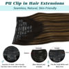 Picture of GOO GOO Seamless Clip In Hair Extensions Remy Real Human Hair Extension with Invisible PU Skin Weft 22 Inch 150g 7pcs Natural Black Mixed Chestnut Brown Natural & Thick & Straight Hair Extensions for Women