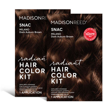 Picture of Madison Reed Radiant Hair Color Kit, Dark Chocolate Brown for 100% Gray Coverage, Ammonia-Free, 5NAC Milano Brown, Permanent Hair Dye, Pack of 2