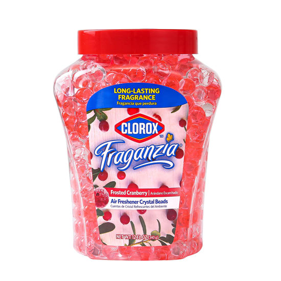 Picture of Clorox Fraganzia Crystal Beads Air Freshener in Frosted Cranberry | Long Lasting Room Air Freshener Beads for Home or Car Air Freshener | Solid Air Fresheners for Home | 12 Ounces, 1 Pack