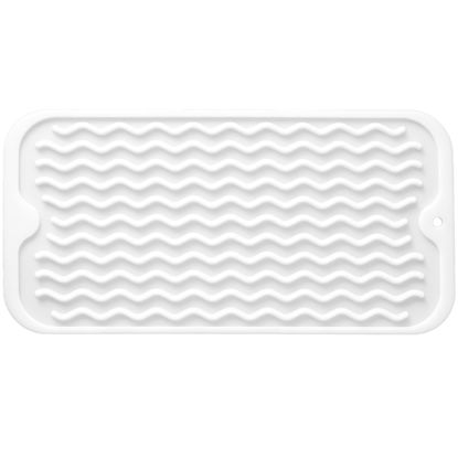 Picture of MicoYang Silicone Dish Drying Mat for Multiple Usage,Easy clean,Eco-friendly,Heat-resistant Silicone Mat for Kitchen Counter,Sink,Bar,Bottle,or Cup White S 12 inches x 6 inches