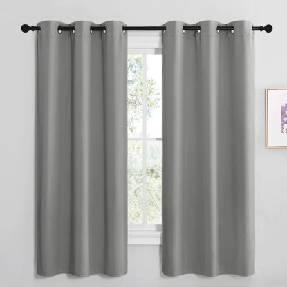 Picture of NICETOWN Thermal Insulated Grommet Blackout Curtains, Kids Window Drape Panel for Nursery, Privacy Short Curtains (Silver Grey, 2 Panels, W42 x L68 -Inch)