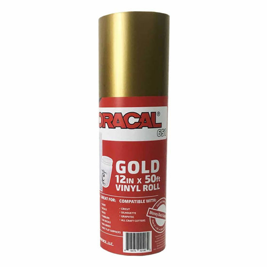 Picture of 12.125" x 50ft Roll of Oracal 651 Gold Craft Vinyl - On a 2.5" Core - Adhesive Vinyl for Cricut, Silhouette, and Cameo Cutters - Gloss Finish - Outdoor and Permanent