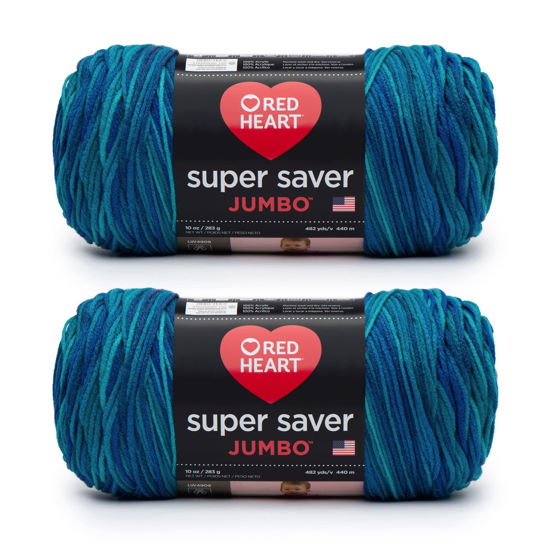 Picture of Red Heart Super Saver Jumbo Macaw Yarn - 2 Pack of 283g/10oz - Acrylic - 4 Medium (Worsted) - 482 Yards - Knitting/Crochet