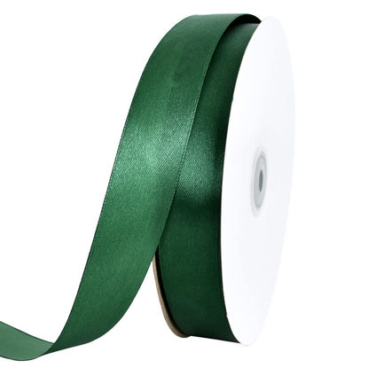 Picture of TONIFUL 1 Inch x 100yds Christmas Green Satin Ribbon, Thin Solid Color Satin Ribbon for Gift Wrapping, Crafts, Hair Bows Making, Wedding Party Decoration, Invitation Cards, Floral Bouquets, Christmas