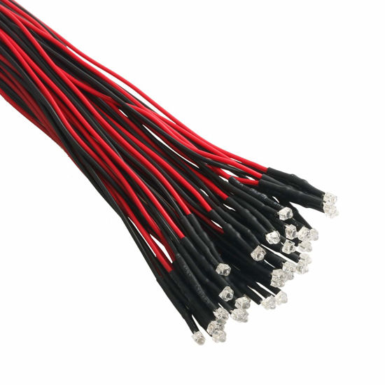 Picture of EDGELEC 30pcs 12 Volt 1.8mm Red LED Lights Emitting Diodes Pre Wired 7.9 inch DC 12v LED Light Clear Lens Small LED Lamps