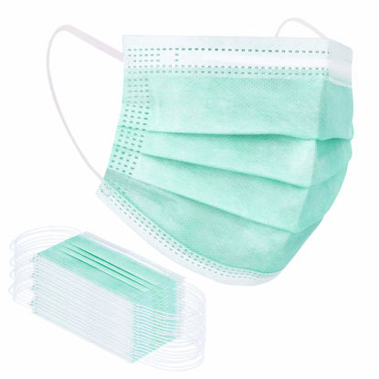 Picture of Green Disposable Face Mask 100 Pcs Green Face Masks 3 Ply Protection Masks