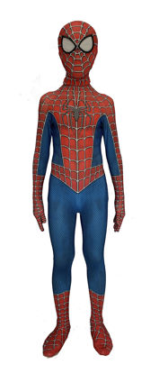 Picture of Riekinc Kids Superhero Suits Cosplay Jumpsuit Halloween Costumes Blue M