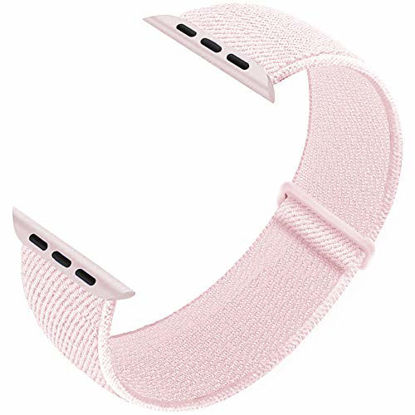 Picture of Ruiboo Sport Loop Compatible with iWatch Band 38mm 40mm 42mm 44mm iWatch Series 6 5 SE 4 3 2 1 Strap, Women Men Sport Weave Replacement Wristband Adjustable Breathable, 42mm 44mm Pearl Pink1
