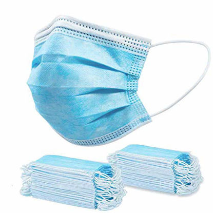 Picture of 200 PCS Blue Adult Disposable Face Masks with Nose Clip 3 Layers & Breathable