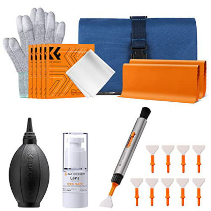 Picture of K&F Concept Camera Lens Cleaning Kit, Lens Pen with Full Frame Sensor Cleaning Rods, Sensor Cleaner, Air Blower, Microfiber Cleaning Cloths, Gloves & Carry Case