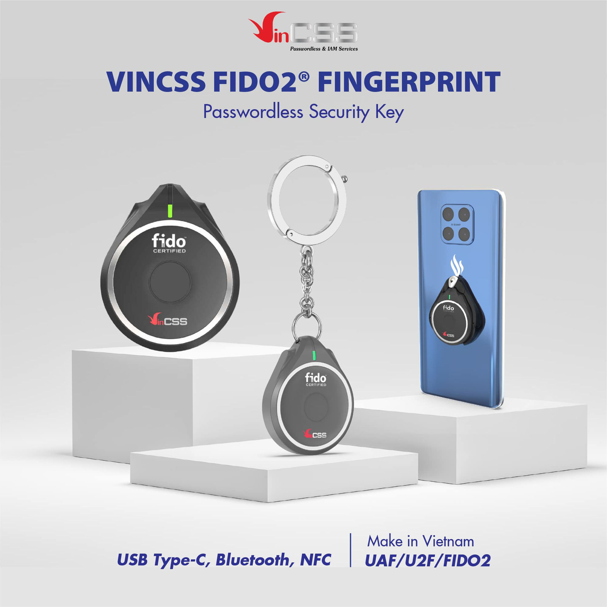 GetUSCart VinCSS FIDO2 Fingerprint Security Key, Two Factor Authenticator, Uses Biometric