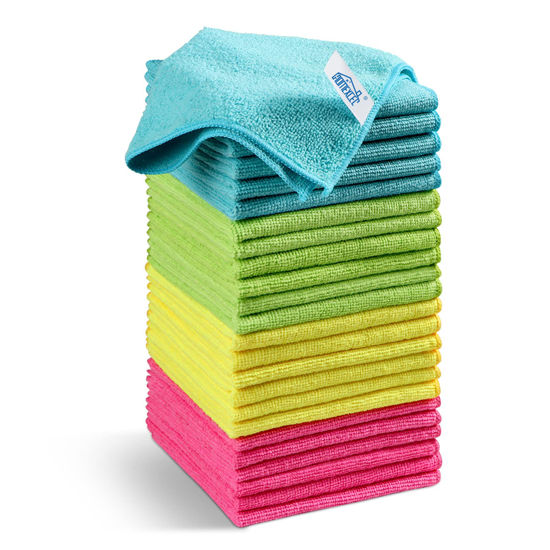 Picture of HOMEXCEL Microfiber Cleaning Cloth,24Pack Cleaning Rag,Cleaning Towels with 4 Color Assorted,11.5"X11.5"(Green/Blue/Yellow/Pink)