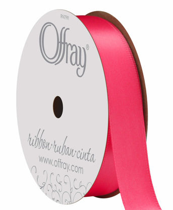 Picture of Berwick Offray 264584 5/8" Wide Single Face Satin Ribbon, Shocking Pink, 6 Yds