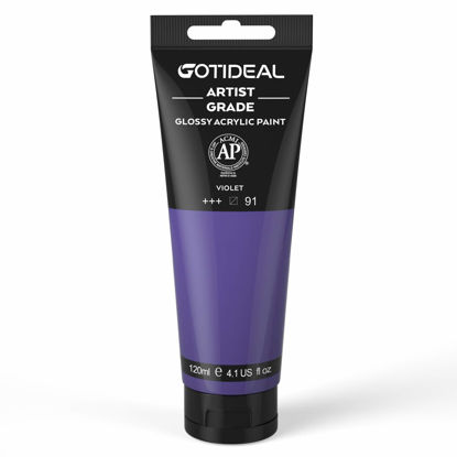 Picture of GOTIDEAL Acrylic Paint Violet Tubes(120ml, 4.1 oz) Non Toxic Non Fading,Rich Pigments for Painters, Adults & Kids, Ideal for Canvas Wood Clay Fabric Ceramic Craft Supplies (Violet)