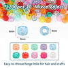 Picture of 1200 pcs Pony Beads 6x9mm Glitter Clear Plastic Beads Transparent Beads with Sparkling Glitter Assorted 10 Colors for DIY Craft Jewelry Bracelets Making, Hair Braiding, Keychains Ornaments