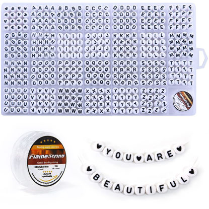 Picture of Eppingwin 1400 pcs Letter Beads, 4x7 mm Acrylic Beads, Beads for Jewelry Making, Beads for Bracelet Making, Alphabet Beads, in 28 Grid Box (White and Black)