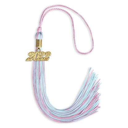 Picture of Endea Graduation Mixed Double Color Tassel with Gold Date Drop (Pink/Light Blue, 2022)