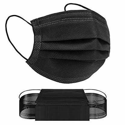 Picture of Black Disposable 3ply Face Mask Elastic Earloop Mouth Face Cover Masks,Anti-spittle,Protective Dust