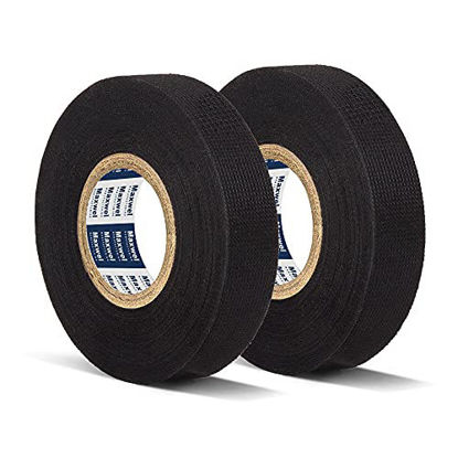 Picture of Cloth Wire Harness Automotive Tape - 3/4in x 49ft, High Temp Black Fabric Tape for Car Electrical Cable Wire Loom in High Heat, Fireproof&Insulation for Car Audio with Harness Fleece, 2 Rolls
