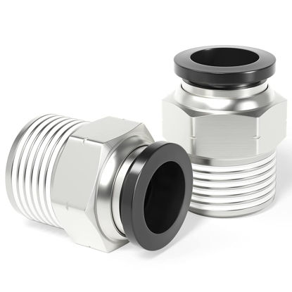 Picture of TAILONZ PNEUMATIC Male Straight 1/2 Inch Tube OD x 1/2 Inch NPT Thread Push to Connect Fittings PC-1/2-N4 (Pack of 20)