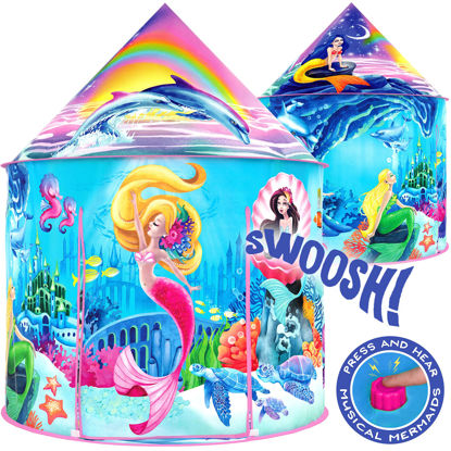Picture of W&O Musical Mermaid Tent with Under-The-Sea Button, Mermaid Gifts for Girls, Magical Kids Play Tent, Mermaid Toys for Girls, Play Tents for Girls, Kids Tent, Outdoor & Indoor Tent for Kids