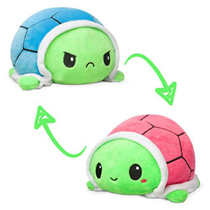 Picture of TeeTurtle Reversible Turtle Plushie | Sensory Fidget Toy for Stress Relief | Green with Red & Blue Shell | Happy + Angry 3.5 inch