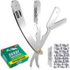 Picture of Utopia Care Professional Barber Straight Edge Razor Safety with 100-Pack Derby Blades - 100 Percent Stainless Steel (Silver)
