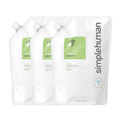 Picture of simplehuman Cucumber Moisturizing Liquid Hand Soap Refill Pouch, 34 Fl. Oz. (Pack of 3)