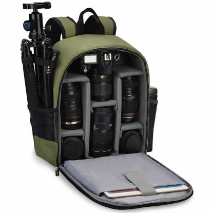 Picture of CADeN Camera Backpack Bag Professional for DSLR/SLR Mirrorless Camera Waterproof, Camera Case Compatible for Sony Canon Nikon Camera and Lens Tripod Accessories Green