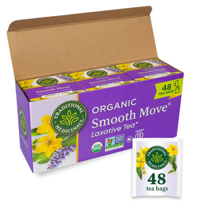 Picture of Traditional Medicinals Tea, Organic Smooth Move, Relieves Occasional Constipation, Senna, 48 Tea Bags (3 Pack)