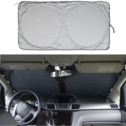 Picture of A1 Shades Windshield Sun Shade with Storage Pouch Durable 240T Nylon Blocking Windshield Sunshades Interior Accessories Protection for Car (not for Most Vehicles)