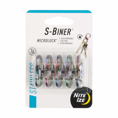 Picture of Nite Ize LSBM-07-5R7 S-Biner MicroLock Locking Keychain Carabiner, Spectrum,Spectrum, 5-Pack